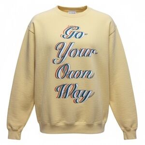 🌈ORIS YELLOW CASUAL SWEATSHIRT RAINBOW 🌈”GO YOUR OWN WAY” LOGO PRIDE SIZE MEDIUM
